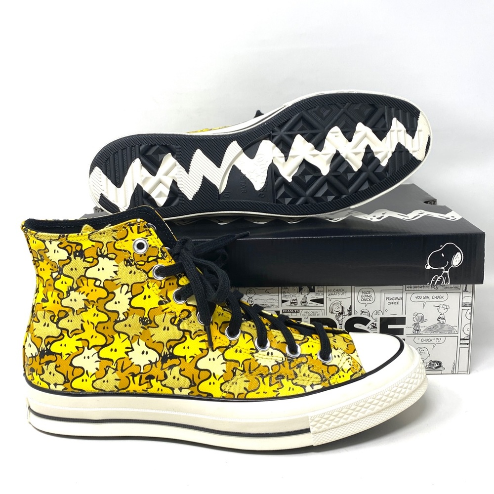 Converse x Peanuts Chuck 70 High Top Yellow Women’s Canvas Size Sneakers A01871C - Picture 4 of 10